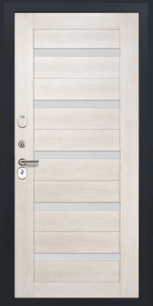 Входная дверь ДвериПРО L-Термо серебро СБ-1 (ст. белое, 16мм, беленый дуб) DPRO196858 внутренняя сторона