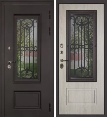 Дверь Аляска с Окном и Лазерной Резкой Терморазрыв