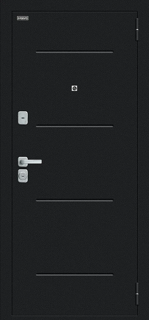 Фото Входная дверь Техно/BChrome Букле черное/Wenge Melinga BR6190 внешняя сторона